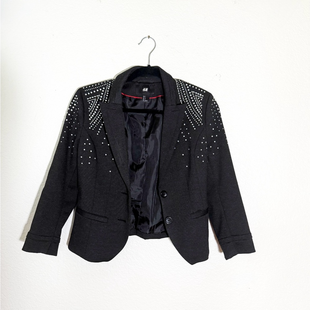 H&M Black Blazer with Stud Embellishments